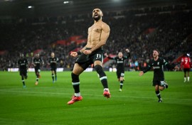 Liverpool's Mohamed Salah celebrates after scoring against Southampton