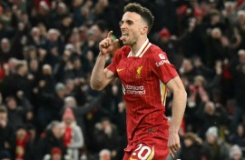 Liverpool's Diogo Jota celebrates after scoring against Fulham
