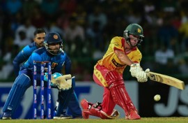 Zimbabwe veteran Sean Williams (R) needs seven more runs against Afghanistan on Friday for his best Test score