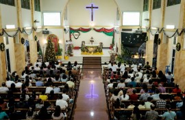 The Christmas Eve mass was held under tight security after several attacks against Christians in recent years