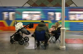 Ukrainians in the capital Kyiv often take shelter in metro stations during air raids