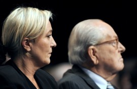 Marine Le Pen (L) and Jean-Marie Le Pen