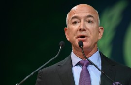 Jeff Bezos, pictured in November 2021, founded Blue Origin two years before Elon Musk started SpaceX -- but the company has progressed at a far slower pace