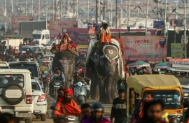 Vast crowds of Hindu pilgrims in India ready to bathe in sacred waters for the Kumbh Mela festival