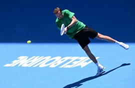 Daniil Medvedev practises at the Australian Open in Melbourne