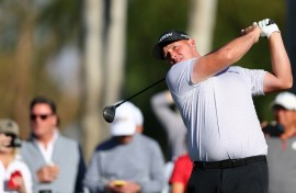 Austrian Sepp Straka plays a tee shot on the way to the 54-hole lead in the US PGA Tour American Express tournament