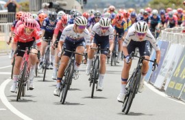 A fan was hospitalised in a high-speed crash at the Tour Down Under
