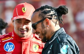 Lewis Hamilton (R) is teaming up with Charles Leclerc (L) at Ferrari for the 2025 season