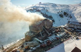 A fire engulfed a hotel at the popular Kartalkaya ski resort in northwestern Turkey