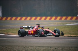 First time: This handout picture released by Ferrari shows Lewis Hamilton testing the Ferrari F1SF 75 on the Fiorano circuit