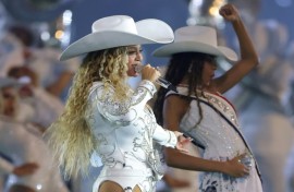 Beyonce performs parts of 'Cowboy Carter' with her daughter Blue Ivy during the halftime show at an NFL game on Christmas Day 2024