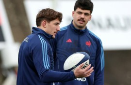 Oscar Jegou (L) and Hugo Auradou in a training session on Sunday