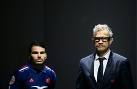 Six Nations ambition: France captain Antoine Dupont (L) and coach Fabien Galthie (R) 