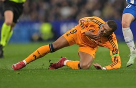 Real Madrid forward Kylian Mbappe suffered a bruised calf in the defeat by Espanyol after an ugly tackle