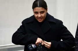 Chelsea and Australia striker Sam Kerr arrives at Kingston Crown Court