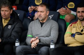 Barcelona coach Hansi Flick (C) said his team would not hide behind excuses and complaints this season