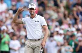 Belgian Thomas Detry celebrates his victory in the US PGA Tour Phoenix Open