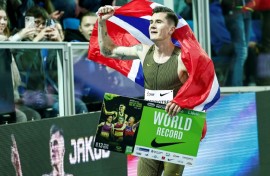 Norway's Jakob Ingebrigtsen ran the fastest indoor mile in history