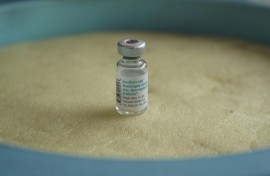 A vial of the mpox vaccine at Goma General Hospital in DR Congo