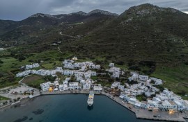 Katapola, the port on the Greek island of Amorgos, which has also been hit by a wave of quakes