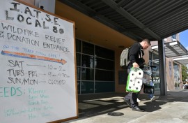Prop master Dutch Merrick lost his home in the Los Angeles fires and now finds himself relying on a food bank
