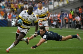 Raymond Rhule scores an early try as La Rochelle beat Leinster in the 2022 Champions Cup final against Leinster in Marseille