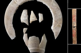 This antiquities ministry picture shows artifacts uncovered during the excavations