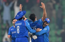 Afghanistan celebrate victory over England in Lahore