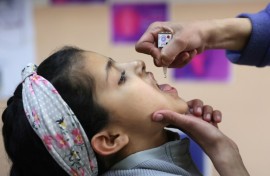 Polio vaccine doses were administered at schools in Gaza City