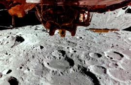 This still image taken from a February 24, 2025, video released by Firefly Aerospace shows Firefly's Blue Ghost lander on its third lunar orbit near the far side of the Moon and a top-down view of Blue Ghost