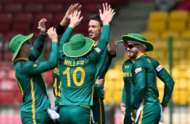 South Africa's Marco Jansen (C) picked up three wickets in the crushing win over England
