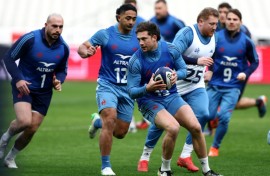 Pierre Louis Barassi (C) and Yoram Moefana (CL) started together for the first time against Wales in January