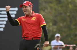 Sergio Garcia celebrates his victory at LIV Golf Hong Kong