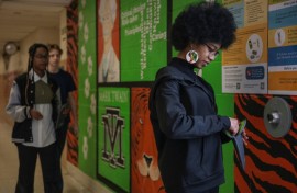 Students at Twain Middle School in Virginia must store their phones in magnetic pouches at the start of each day
