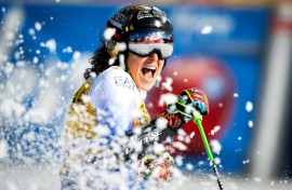 Federica Brignone moved a step closer to the overall World Cup title with victory in the giant slalom at Are on Saturday 