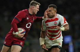 Recall: England wing Tom Roebuck (L) will make his first Test start against Wales 