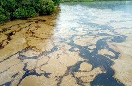This handout picture from the Ecuadoran municipality of Esmeraldas shows the effects of the oil spill in the Esmeraldas River