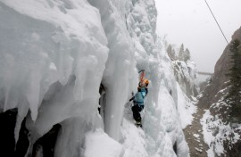 Jen Brinkley has been coming to Ouray to climb in the ice park for three decades