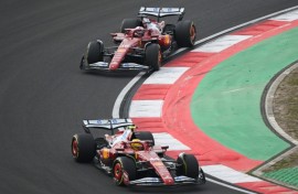 Ferrari's Lewis Hamilton (bottom) and Charles Leclerc were both disqualified from the Chinese Grand Prix on Sunday