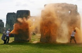 Protesters released orange powder over Stonehenge last year