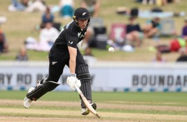 New Zealand's Mitch Hay makes a run during the 2nd ODI
