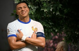 The wax statue of Mbappe during its unveiling at Madame Tussauds in London on April 3, 2025