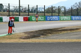 Trackside fires have disrupted practice and qualifying at the Japanese Grand Prix