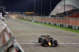 Max Verstappen coasting to victory in Sakhir last year