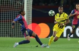 Barcelona defender Alex Balde (L) suffered a hamstring injury and is set for a spell on the sidelines
