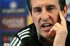 Unai Emery speaks to the press ahead of the second leg of Aston Villa's Champions League quarter-final against Paris Saint-Germain