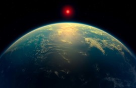 An artist's illustration of a hycean planet -- ocean worlds that astronomers think could host microbial life