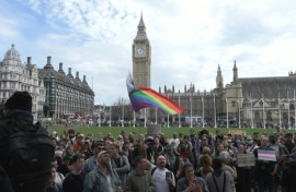 Trans rights groups hold protest in London following UK court ruling