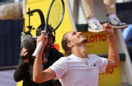 Germany's Alexander Zverev celebrated his 28th birthday winning the Munich title for a third time
