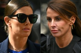 Rebekah Vardy, wife of England and Leicester City footballer Jamie Vardy is seen on the left, and Coleen Rooney, wife of former England footballer Wayne Rooney on the right with a years-long legal battle drawing to a close